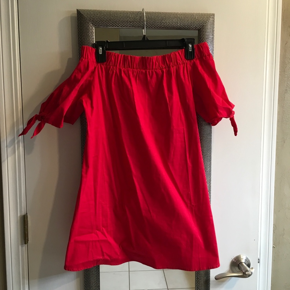 Red off the shoulder blouse